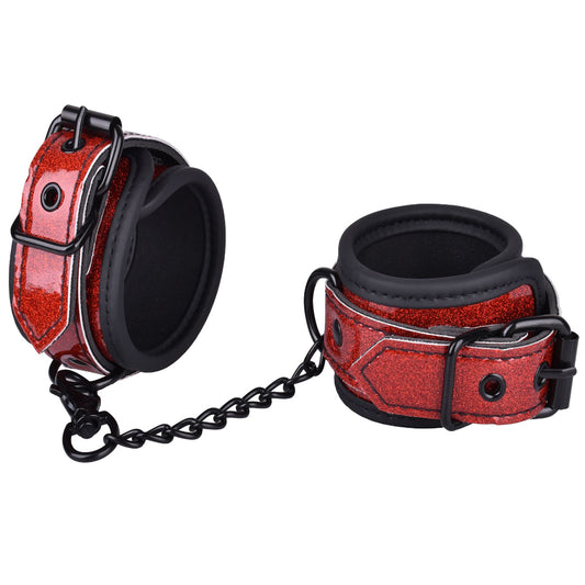 Sparkling Ember Glitzy Red Glitter Kinky Cuffs