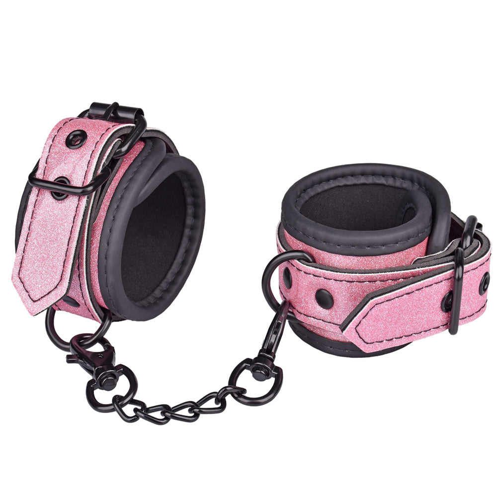 Sparkling Rose Glitzy Pink Glitter Kinky Cuffs