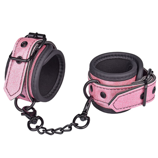 Sparkling Rose Glitzy Pink Glitter Kinky Cuffs