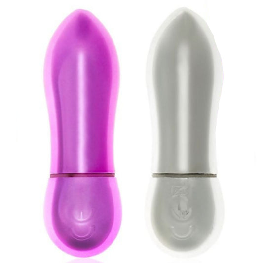 Binary Suns Mini Twin Bullet Massager Set in Metallic Magenta & Silver