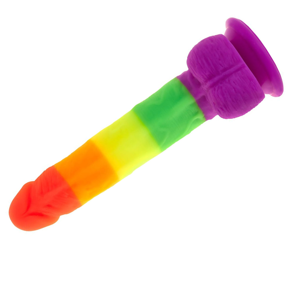 In The Name of Love Rainbow LGBTQ+ 8 Inch Mega Rod with Suction Cup Base