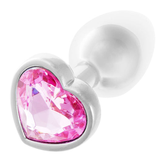 Sparkling Love Jeweled Pink Heart Metal Plug