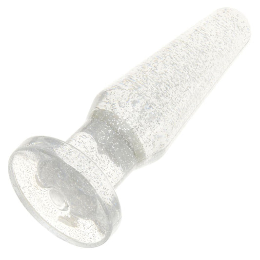 Starlight Sparkle 4" Tapered Silver Glitter Plug