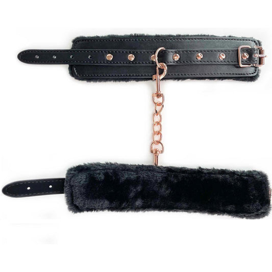 Copper Noir Fur-Lined Kinky Cuffs