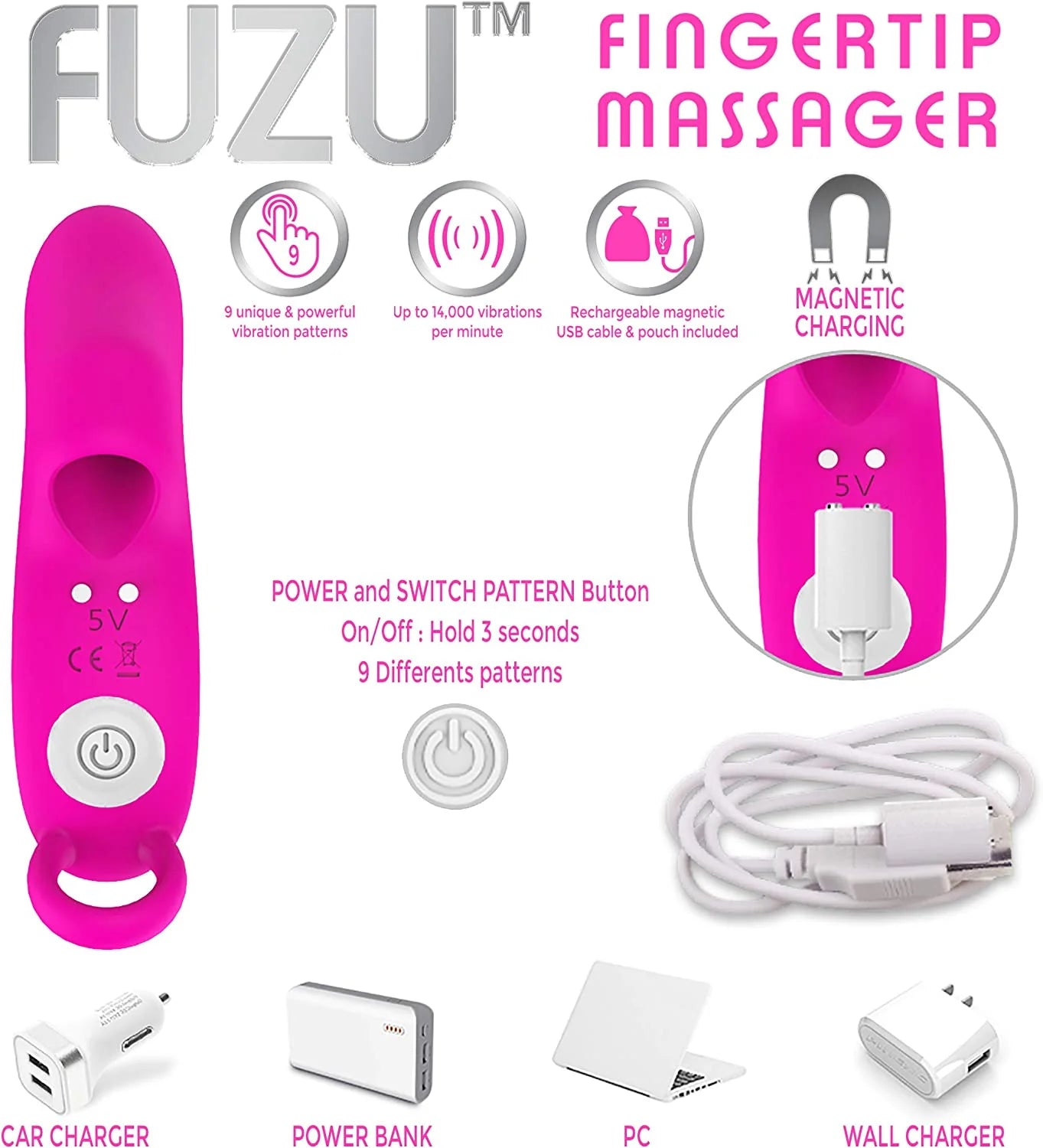 Fuzu Sensa Skin Activated Fingertip Massager in Magenta