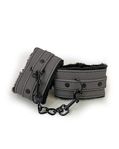 Silver Fox Gray Sueded Fur-Lined Kink Cuffs