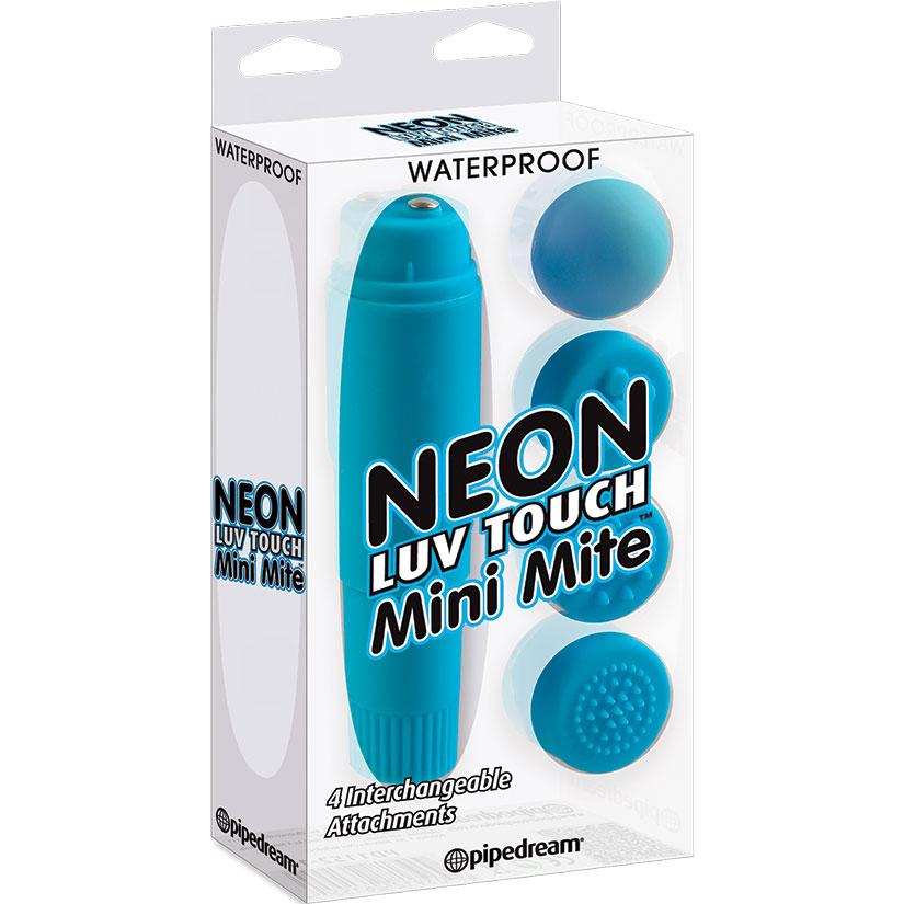 Pipedream Neon Luv Touch Mini-Mite Multi-Speed Waterproof Mini Massager with 4 Attachments